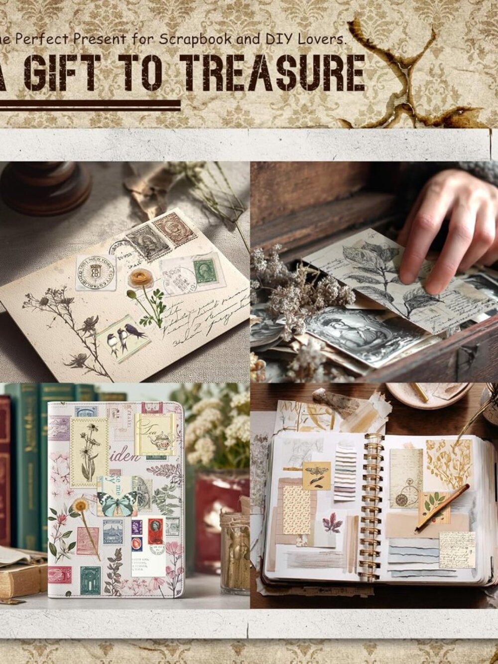 450 PCS Vintage Scrapbook Supplies Junk Journal Supplies, Scrapbook Supplies Kit - Picture 4 of 7